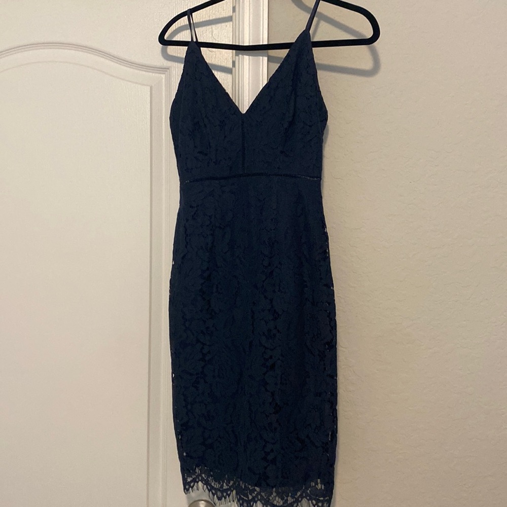 Navy floral lace midi dress size XS